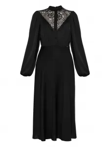 Миди-платье с кружевной отделкой Nissa, черный