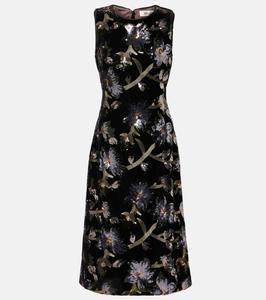 Платье миди с цветочным принтом кораллового цвета, расшитое пайетками Diane von Furstenberg, Sequin Floral