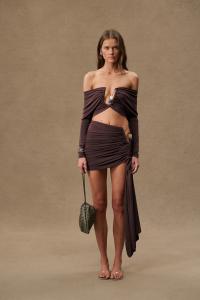 Odessa Arced Palm Micro Юбка Christopher Esber, Mahogany