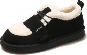 Ботинки UANGLI Women's Winter Comfort Leisure Fashion Plush Cotton Shoes Lamb Plush Retro All Inclusive Flat Bottom Plush Insulation Indoor Cute, Black