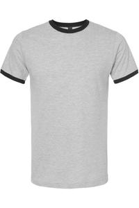 Футболка Ringer из тонкого джерси Tultex Unisex, цвет heather grey/ black