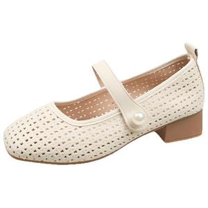 WUJI Женские туфли Мэри Джейн на массивном каблуке экрю, цвет Ecru