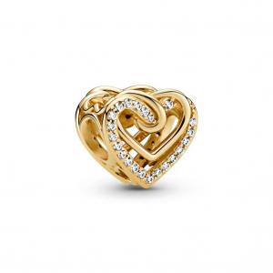 Шарм Sparkling Entwined Hearts Pandora, покрытие - золото