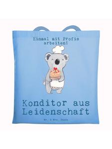 Mr. & Mrs. Panda Джутовая сумка "Кондитерская страсть" с надписью небесно-голубого цвета