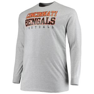 Мужская серая футболка с логотипом Cincinnati Bengals Big & Tall Practice с длинными рукавами Fanatics