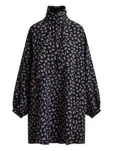 Платье миди с высоким воротом и цветочным принтом Essentiel Antwerp, черный