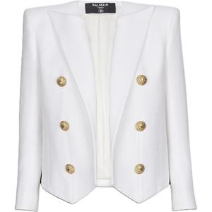 Длинный пиджак с длинными рукавами и пуговицами BALMAIN, белый