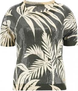 GUESS Женский короткий рукав Juniper с пайетками свитер, Forest Tropical Print Green