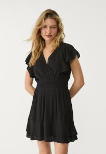 Повседневное платье FLOWING RUFFLED Stradivarius, черный