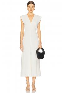 Платье с драпировкой и глубоким вырезом St. Agni, off white