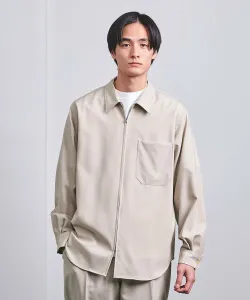 Шерстяная тропическая рубашка на молнии с обычным воротником United Arrows, цвет Beige