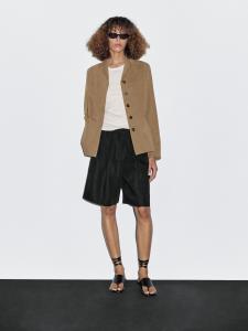 Плиссированные шорты-бермуды Massimo Dutti, черный