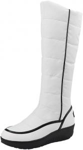 Зимние стильные женские сапоги до колена с вставкой для легкого надевания, утепленные, удобные HCHCTRY, White