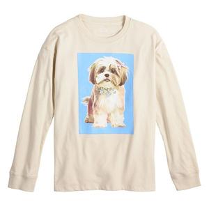 Детская футболка с длинным рукавом и принтом, размеры 6-20, regular и plus So, Charm Bracelet Pup