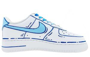 Кроссовки Nike Air Force 1 Skateboard Shoes Men Low-Top White Blue