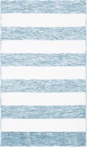 Ковер SAFAVIEH, 61 x 92 см, Easy Care Collection, Light Blue & Ivory, полосатый дизайн, не линяет и прост в уходе, можно стирать в машине, идеален для помещений с высокой проходимостью: прихожая, гостиная, спальня (ECR115L)