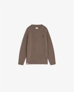 Детский джемпер с вышитым контрастным логотипом и круглым вырезом Scalpers, коричневый