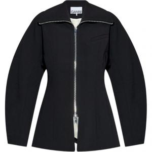 GANNI Связанный креповый жакет, Black