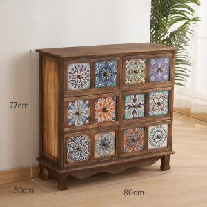 Mikemijia Комод для спальни в средиземноморском стиле, гостиная винтажная мебель, китайский стиль, горизонтальный, 12 отделений, цвет запеченной краски