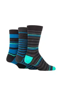 3 пары удобных носков в полоску из бамбука с гладкими швами на пальцах ног SOCKSHOP, синий