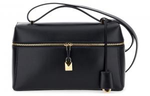 Дополнительная сумка для косметички из коровьей кожи Loro Piana черная женская через плечо