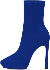 Женские ботильоны FYS с заостренным носком на платформе, короткие замшевые ботинки на высоком каблуке-стилетто с боковой молнией, для вечеринок и платьев, осень-зима, размеры US 4-15, Blue