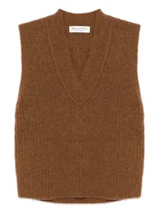 Топ из смесовой шерсти с V-образным вырезом Marc O'Polo, коричневый