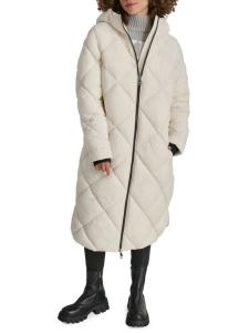 Пальто DKNY Missy Diamond Quilted Longline, жемчужный