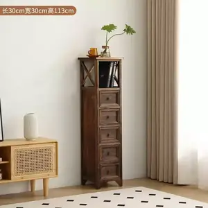 Yu Senyi Комод для гостиной из массива дерева в стиле ретро, 5 ящиков, черный орех, усиленная конструкция