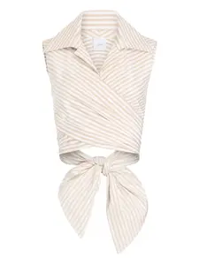 Полосатый топ без рукавов Patou, бежевый