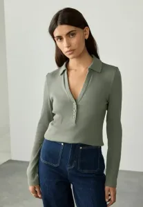 Рубашка-Поло с длинными рукавами и бретелями прямого кроя. Next, Sage Green