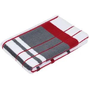 Полотенце для душа Berlin Streifen Gözze, антрацит/бордовый