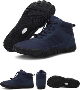 Женские и мужские зимние ботинки для ходьбы с широким носком, обувь для снега, нескользящие теплые спортивные ботинки на меховой подкладке для походов и прогулок на открытом воздухе Generic, темно-синий
