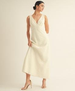 Женское миди-платье с V-образным вырезом, кружевной отделкой и завязками на спине AROSE STUDIO, INC, Cream