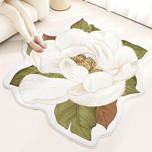 Budis Ковер 120 см диаметр для кабинета/гостиной Stamen Circle, shaggy, белый Magnolia