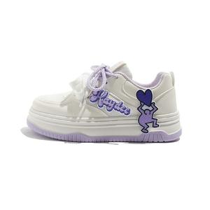 Кеды, скейтборд обувь женская низкая белый/фиолетовый Beier