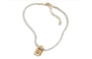 23S металлическое ожерелье с кристаллами для женщин CHANEL, оранжевый/золотой