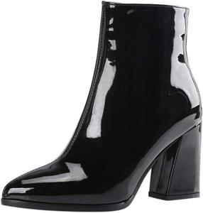 Generic Женские ботильоны CsgrFagr с острым носком, зеркальная кожа, вечерние ботинки на танкетке, женская обувь (фиолетовые, 5.5)