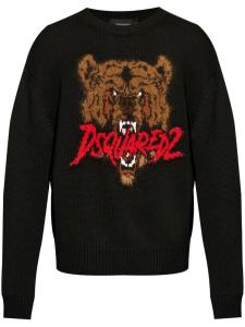 Dsquared2 джемпер из смеси шерсти и интарсии с логотипом, черный