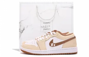 Баскетбольные кроссовки Air 1 с износостойким покрытием, низкие, винтажные, унисекс, абрикосового цвета Jordan, Apricot