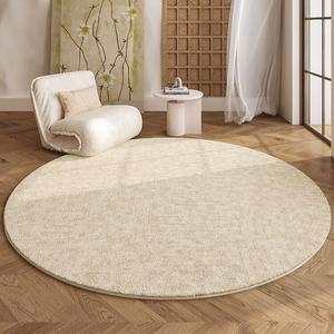 AOVOC Ковер круглый 120 см для гостиной/спальни в стиле faux cashmere, кремовый, полосатый, толстый