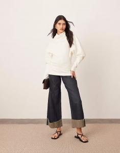 ARRANGE скульптурный трикотажный удлиненный топ кремового цвета