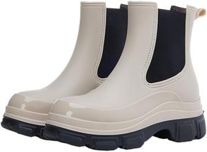 Женские короткие дождевые сапоги, водонепроницаемые ботильоны на резинке Hhhchpm, Khaki