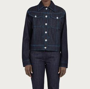 Женская классическая джинсовая куртка синего цвета Salvatore Ferragamo, синий