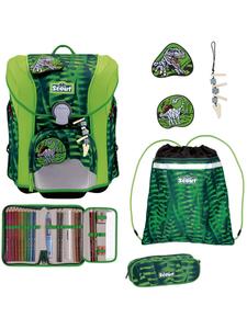Scout Миниатюрный школьный рюкзак, 4 предмета, с изображением динозавра Danger Dino, зеленый