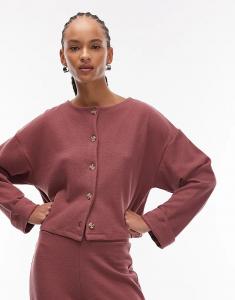 Кардиган ASOS DESIGN Supersoft на пуговицах с отворотами на манжетах темно-розового цвета