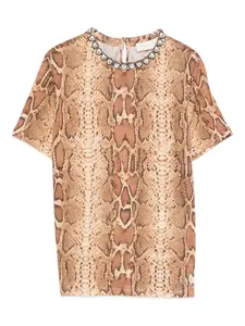 Футболка с декоративным принтом змеи ZIMMERMANN, нейтральный