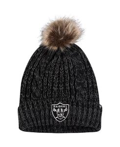 Черная женская вязаная шапка с манжетами и помпоном Meeko с логотипом Las Vegas Raiders '47 Brand, черный