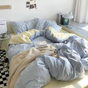 Muji Комплект постельного белья из 4 предметов (простыня, пододеяльник 180х220 см), цвет Cheese Blue