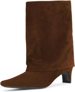 Женские ретро-ботильоны Pazzion с широким голенищем, закрытым носком, на низком каблуке, зимние вестерн-ботинки, классические праздничные туфли, размер 4-16 США, Brown